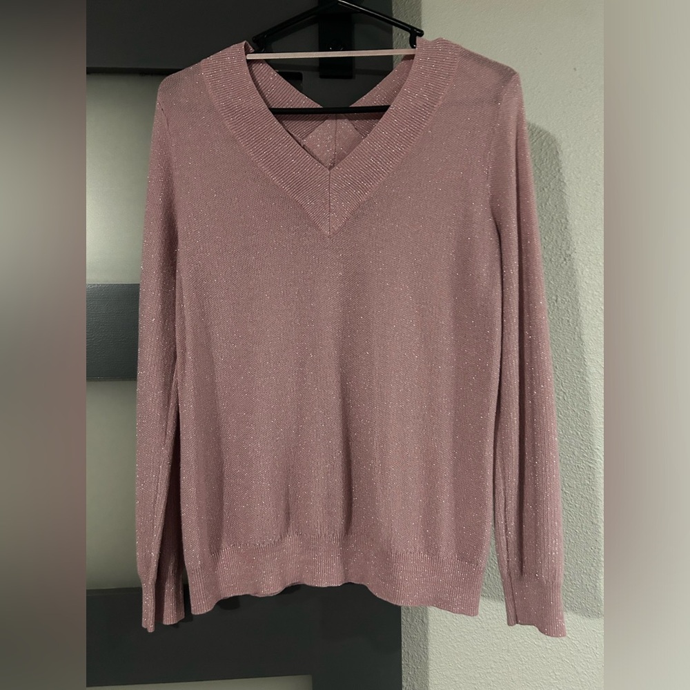 Pink/silver sweater size large. Like new.